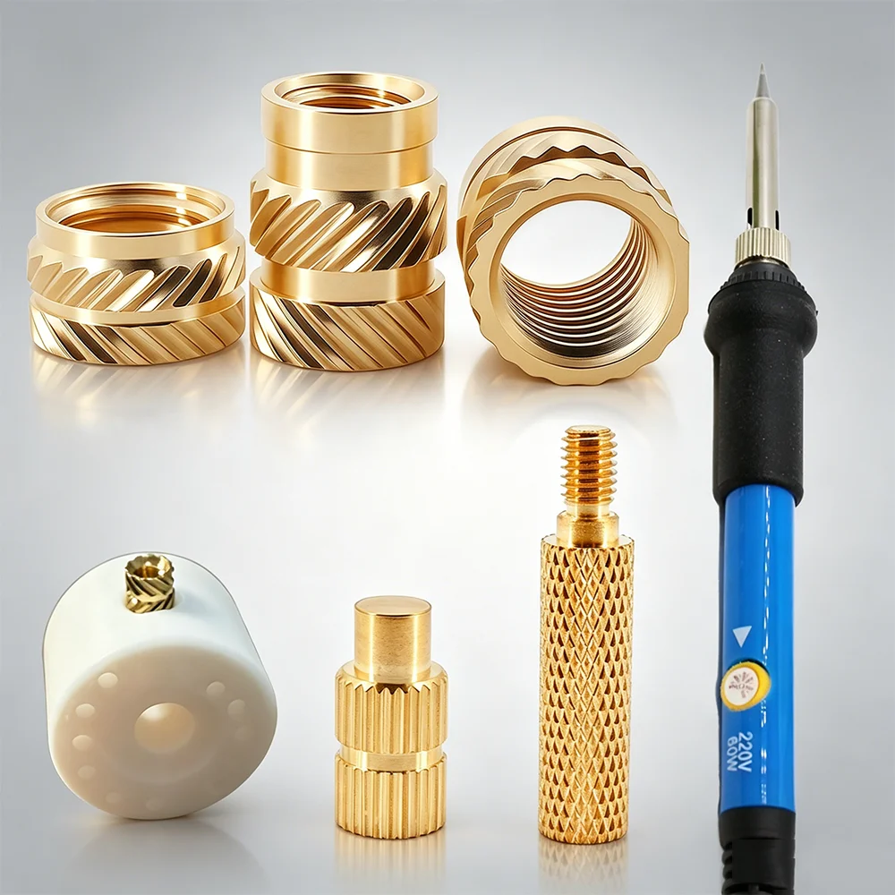 Heat Set Inserts Tool with Soldering Iron Tip M2 M3 M4 Thread Metric Knurled Nuts Brass Threaded Inserts for Plastic 3D Printer