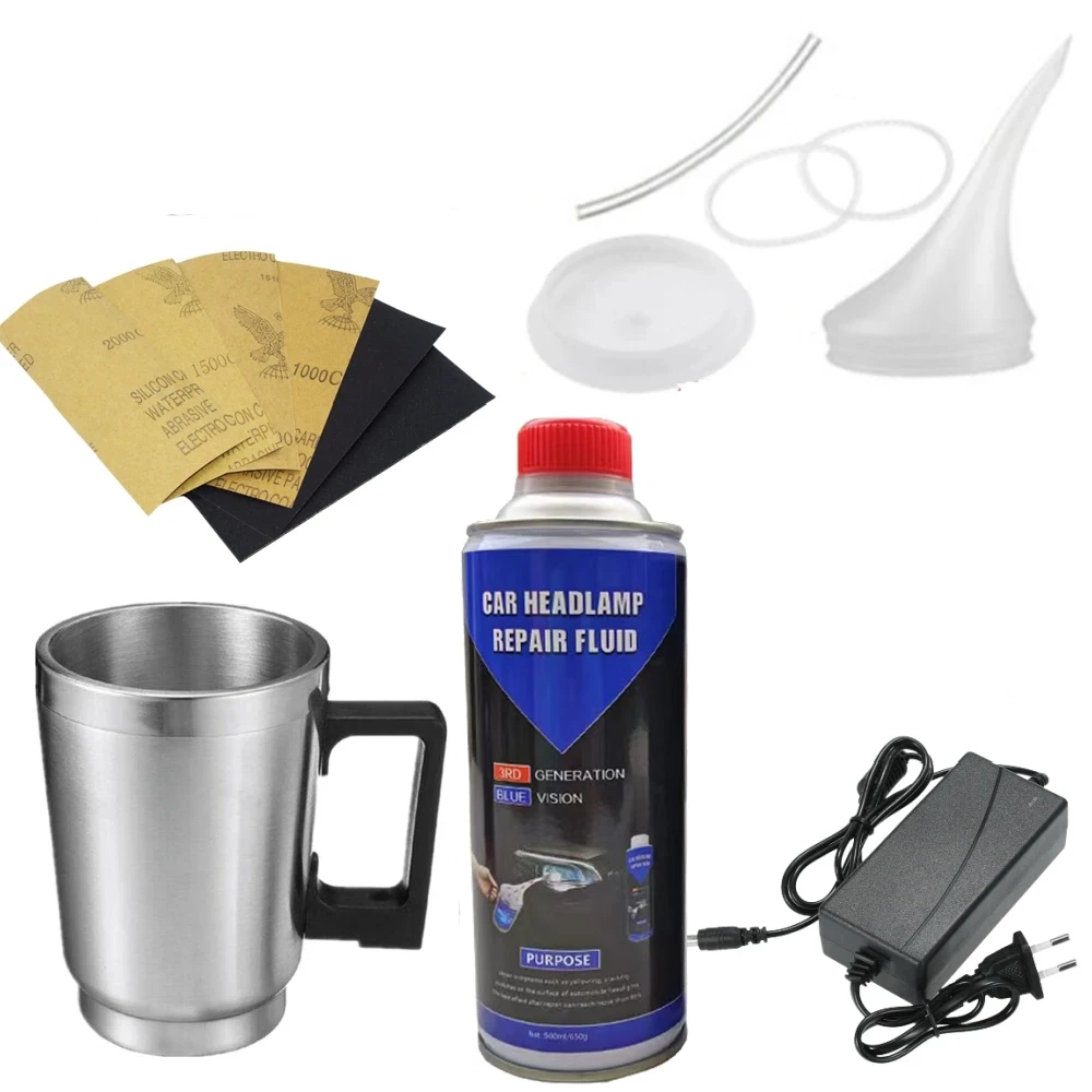 Kit de Restauration de Phares de Voiture, Kit de Réparation et de Rénovation de Phares, Liquide Polymère pour Phares, Ensemble d'Outils Auto