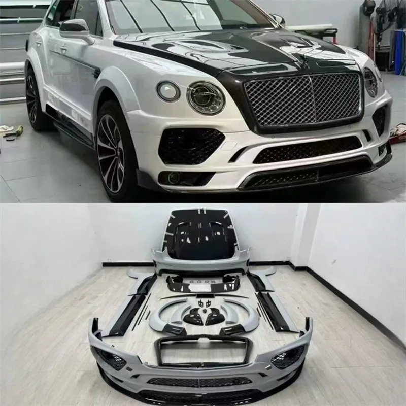 For Bentley Bentayga Real Semi Carbon Fibre Bumper Front Lip Rear Diffuser Side Skirts Tail Wing Hood Car Accessories Body Kit
