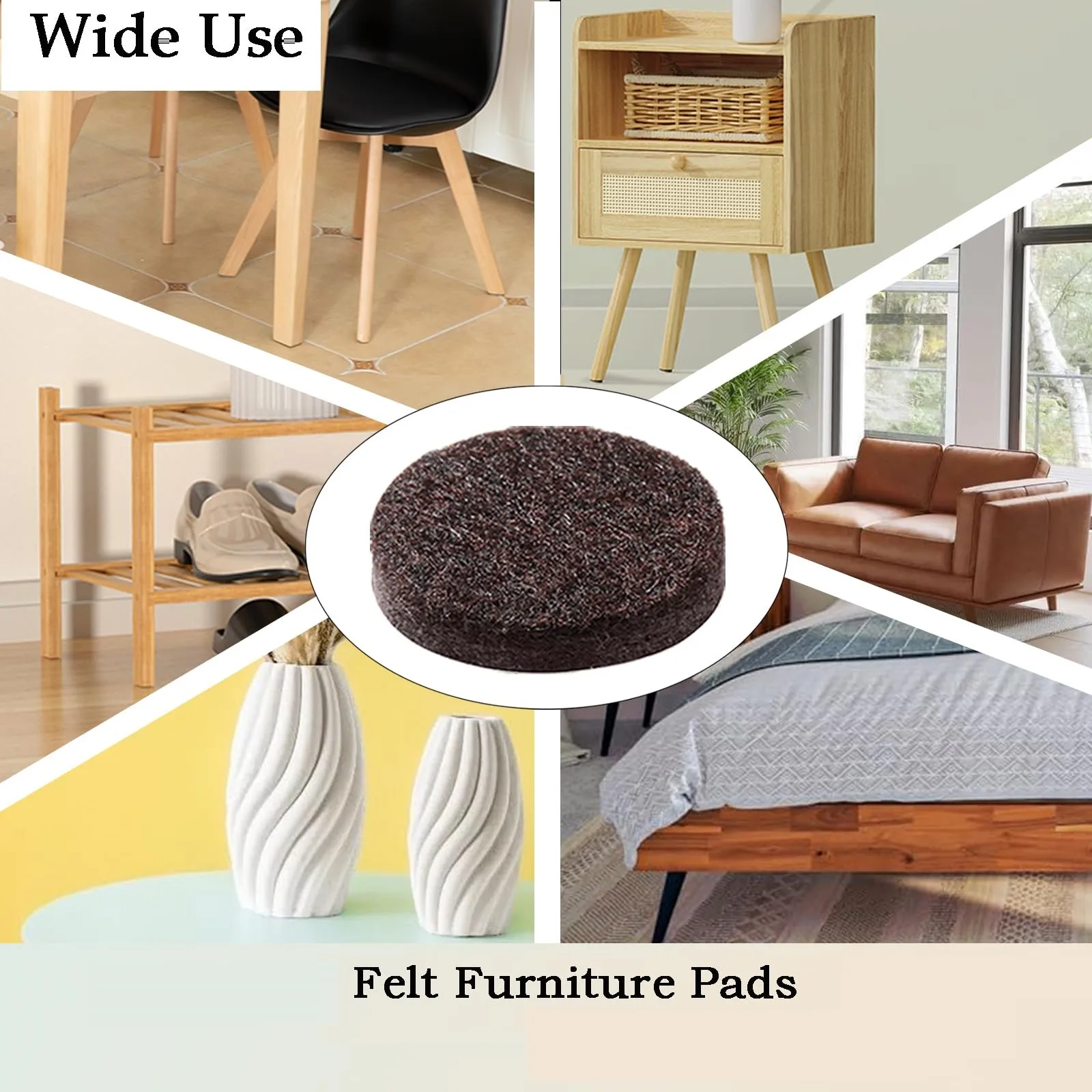 Felt Furniture Pads,  Felt Pads for Hardwood Floors -Self Adhesive Chair Leg Floor Protectors, 96 Pcs Cabinet Door Bumper