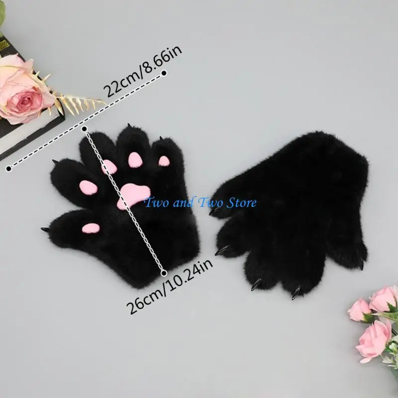 HX6F Warm Animes Kostuum Katten Poot Handschoenen Rollenspel Beest Poot Handwanten Feestartikelen