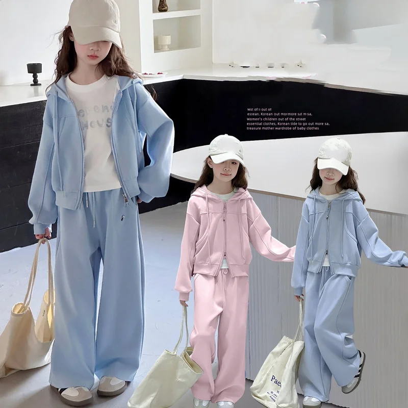 Teenager Girls Sportswear Set Autumn Children Cotumes Hoodies Sweatpants 2-Piece Outfit Trendy Clothes for Kids 5- 14 Year