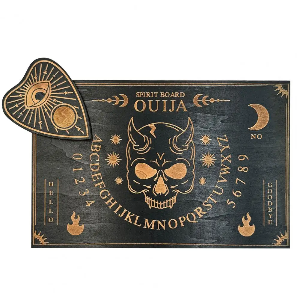 Halloween Ouija Board Divine Halloween Decor Black Wooden Spirit Game Board Tarot Card Stand Set for Talking to for Activities