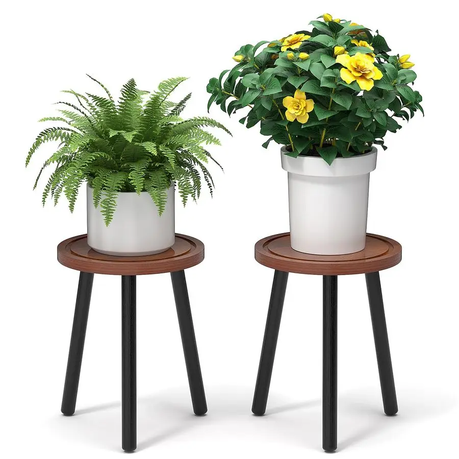 

Деревянная подставка для растений для дома, высокая подставка для растений 16,7 футов для улицы, табурет для растений в стиле середины века, современный маленький круглый приставной столик для одного растения