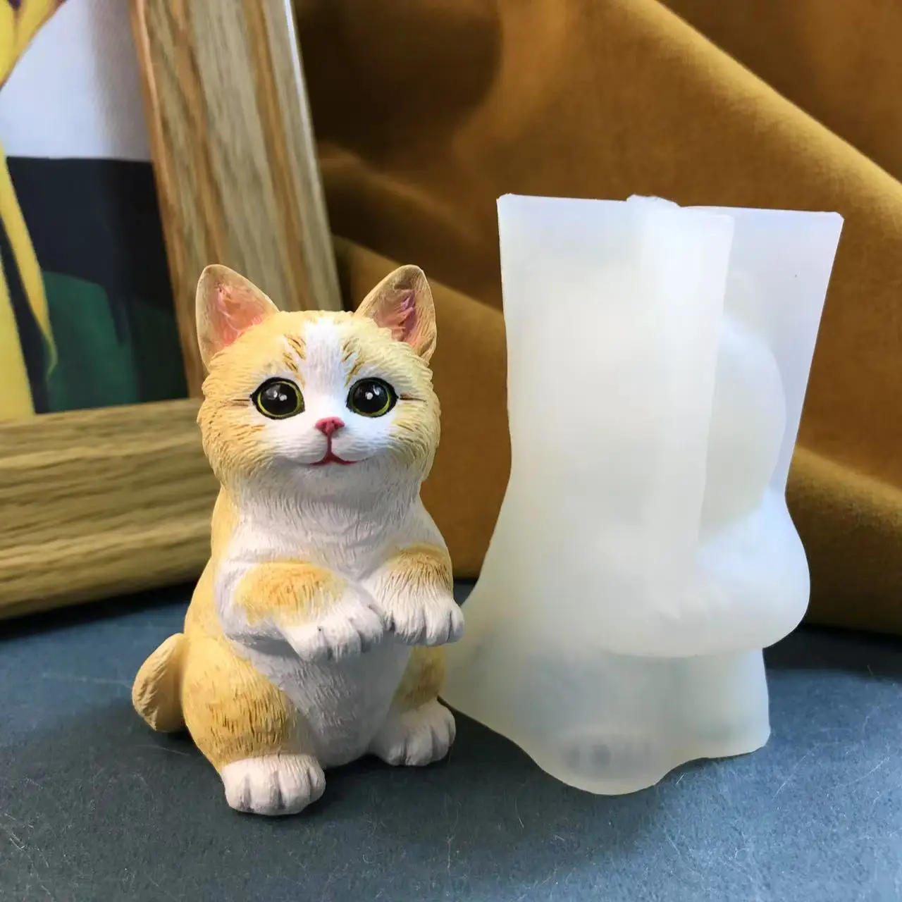 

3D силиконовая форма для кота, декор для приборной панели из смолы, милый автомобильный орнамент в виде животного, подарочный комплект «сделай сам», силиконовая форма для милого кота для смолы