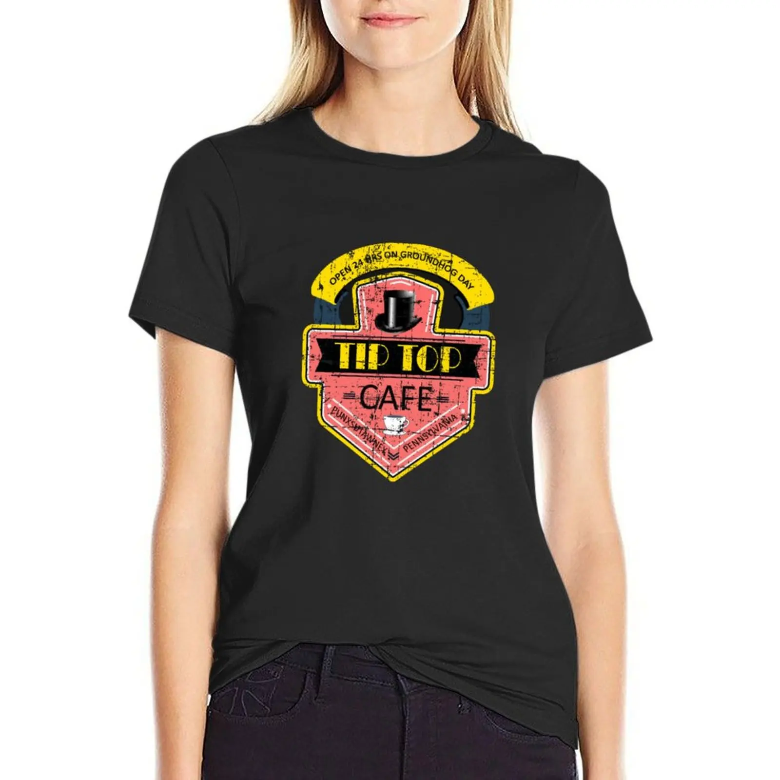 Tip Top Cafe: Groundhog Day T-Shirt plus size tops shirts graphic tees Blouse ariat shirts for Women