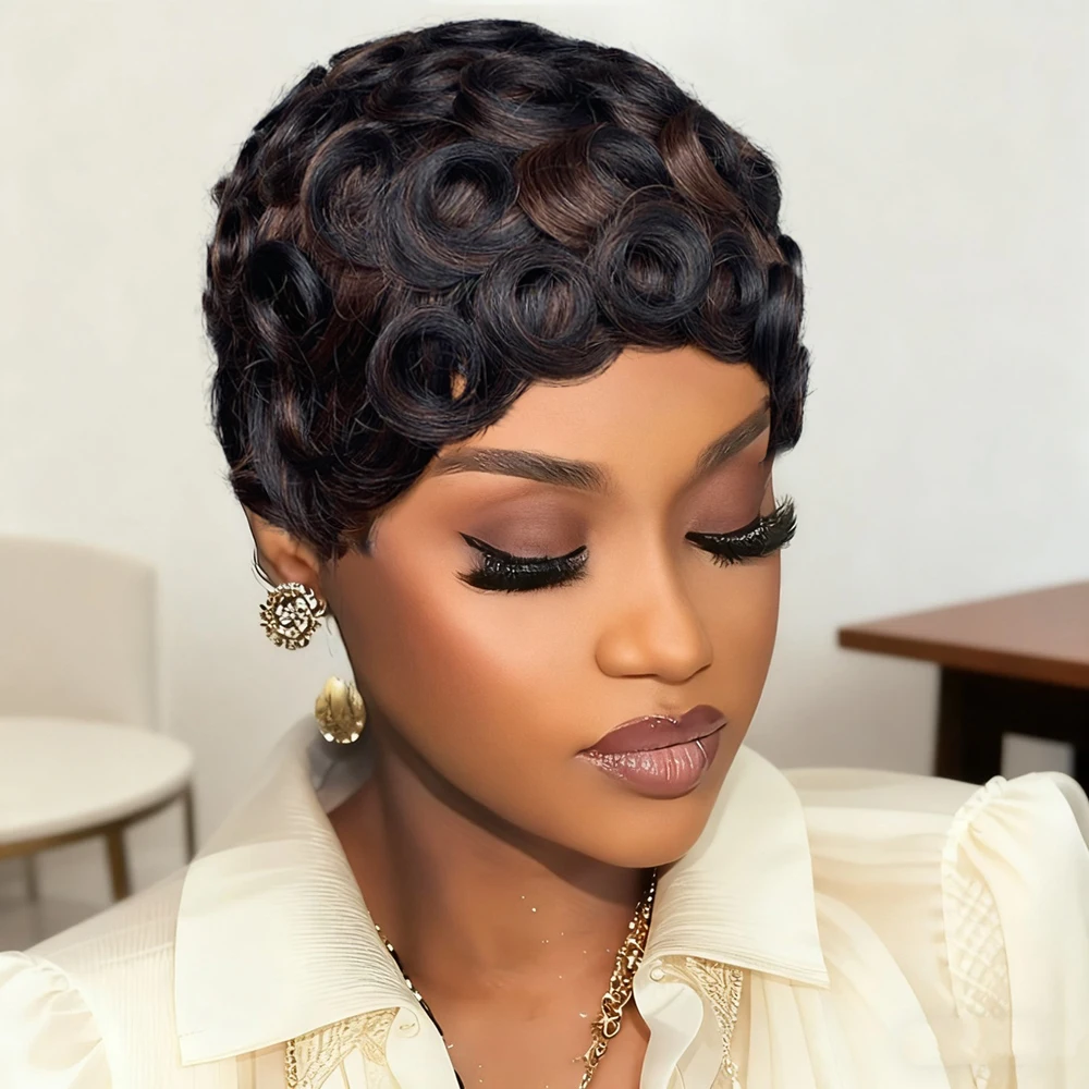 

P4/30 Chioma Curly Machine Make парик 100% человеческие волосы Remy для чернокожих женщин