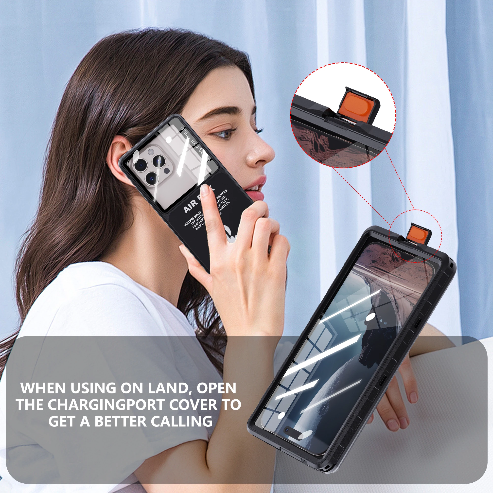 Touchscreen IP68 Wasserdichte Handytasche, Unterwasser-Schutzhülle mit Trageband, geeignet für Handys bis 6,9 Zoll. – Detail 8