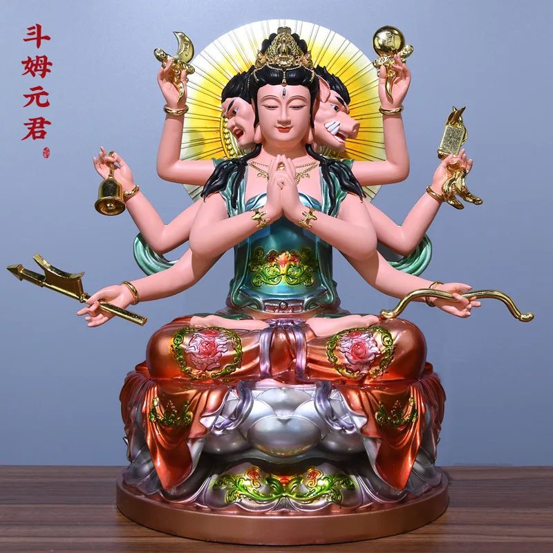 Doamu Yuanjun Statue, Resin Painted, Purple Light, Madonna Statue, Round Mingdao, Grandma Yuanjun Statue, Home Worship, Purple Light, Lady, Doudao, Mingdao, Grandpa Xingjun