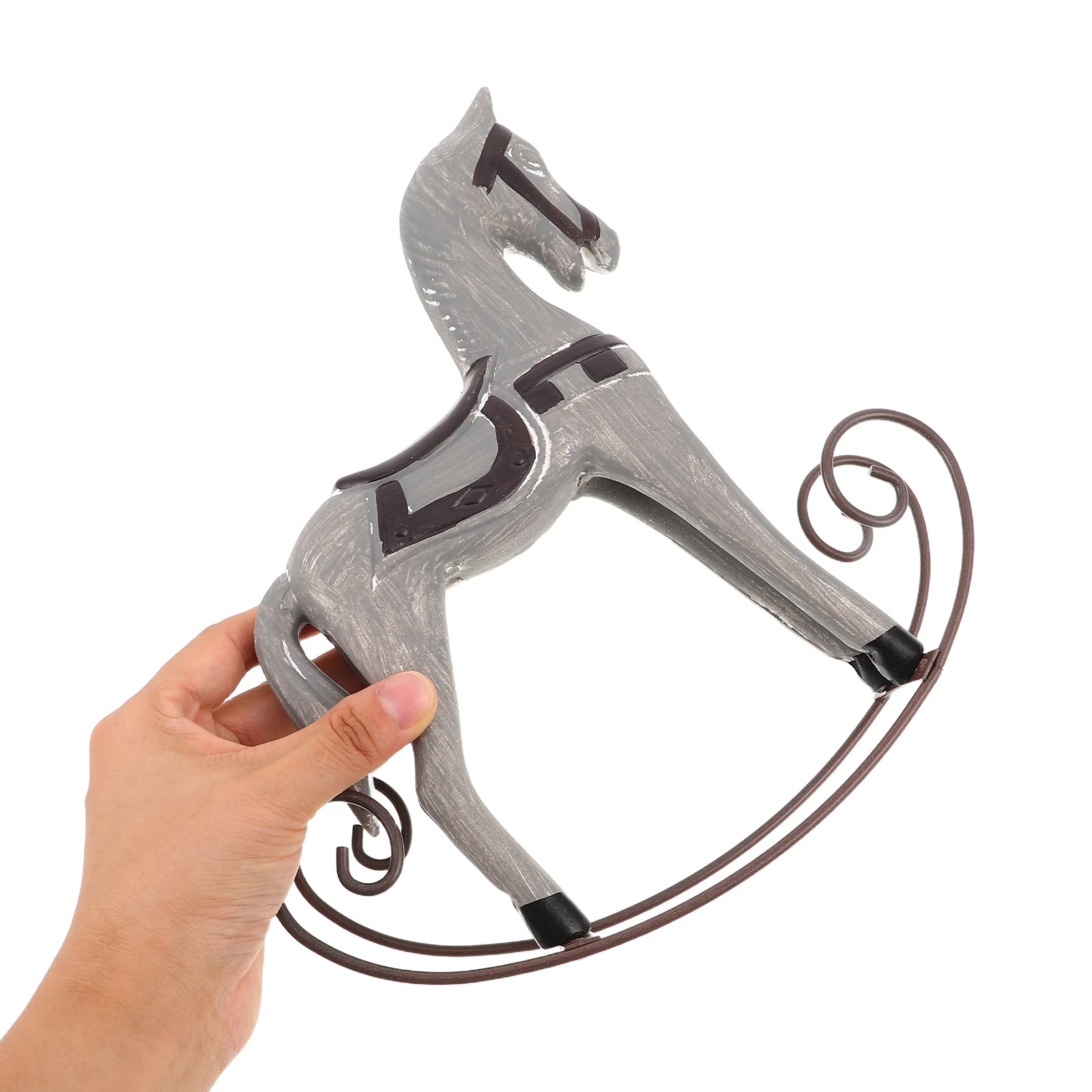 

Handmade Wooden Rocking Horse Sculpture Nordic Style Animal Desktop Decoration For Living Room Office Vintage Horse Statue