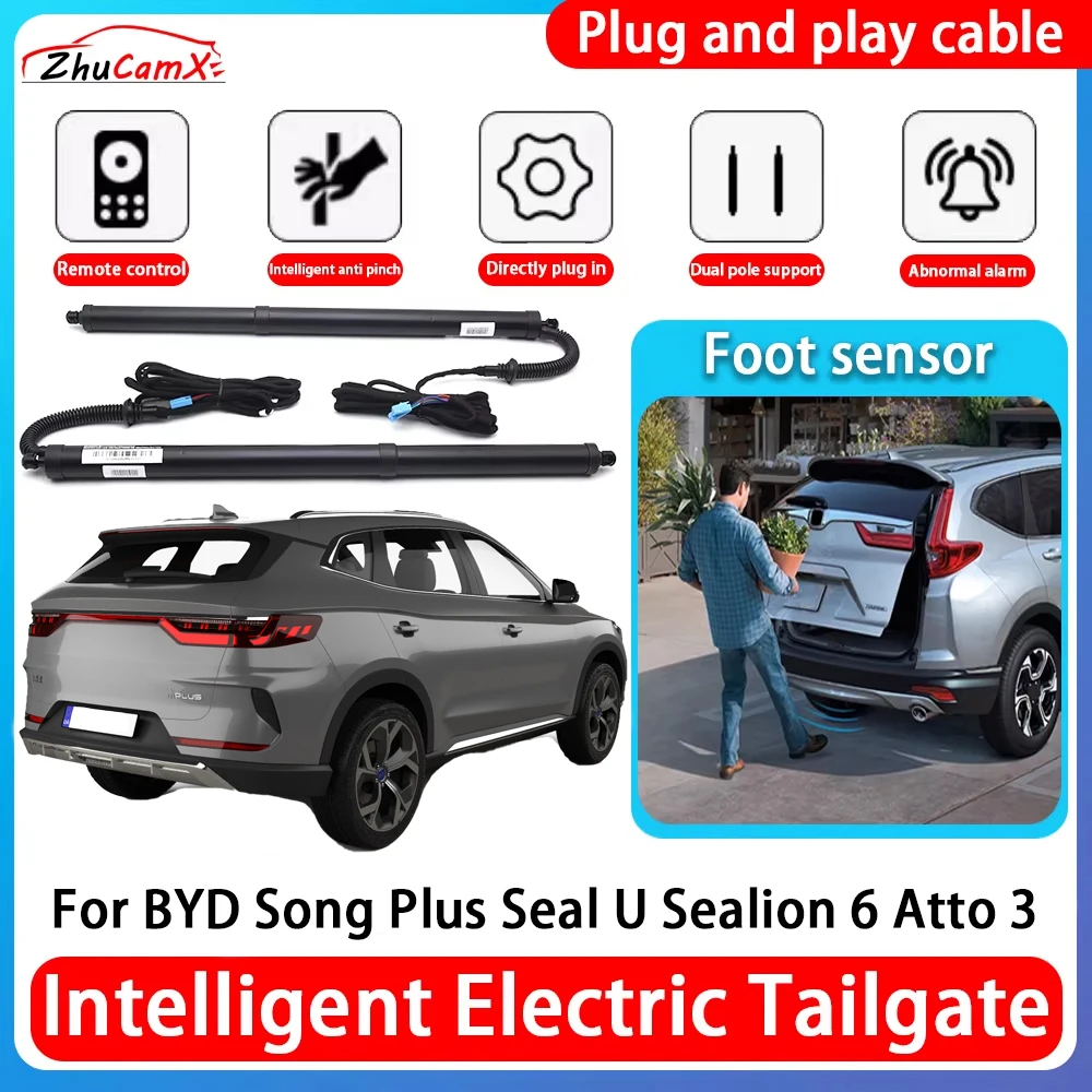 ZhuCamX Porta-malas de carro com sucção elétrica, suporte de elevação inteligente para porta traseira para BYD Song Plus Seal U Sealion 6 Atto 3