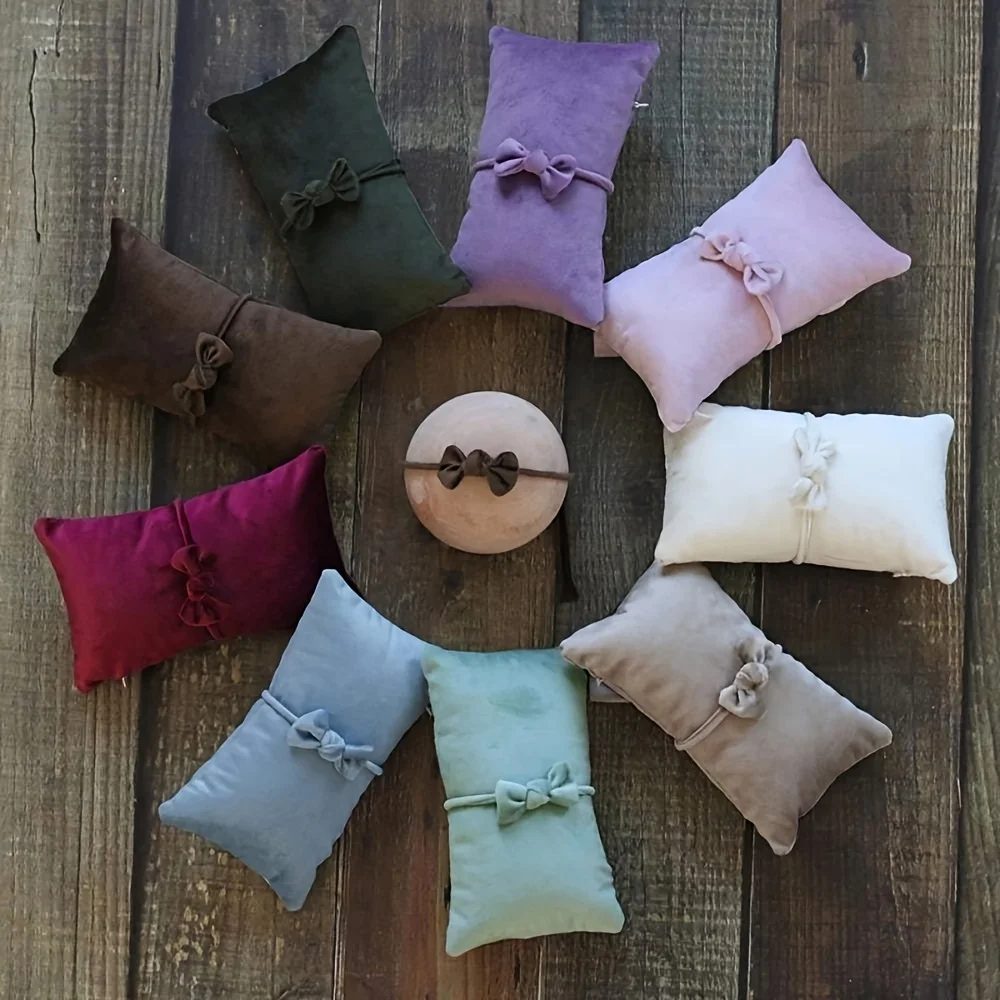 

Newborn Photography Props Pillows Bowknot Hairband Set Studio Shooting Backdrop Accessories Posing Pillows Bed Basket Cushion