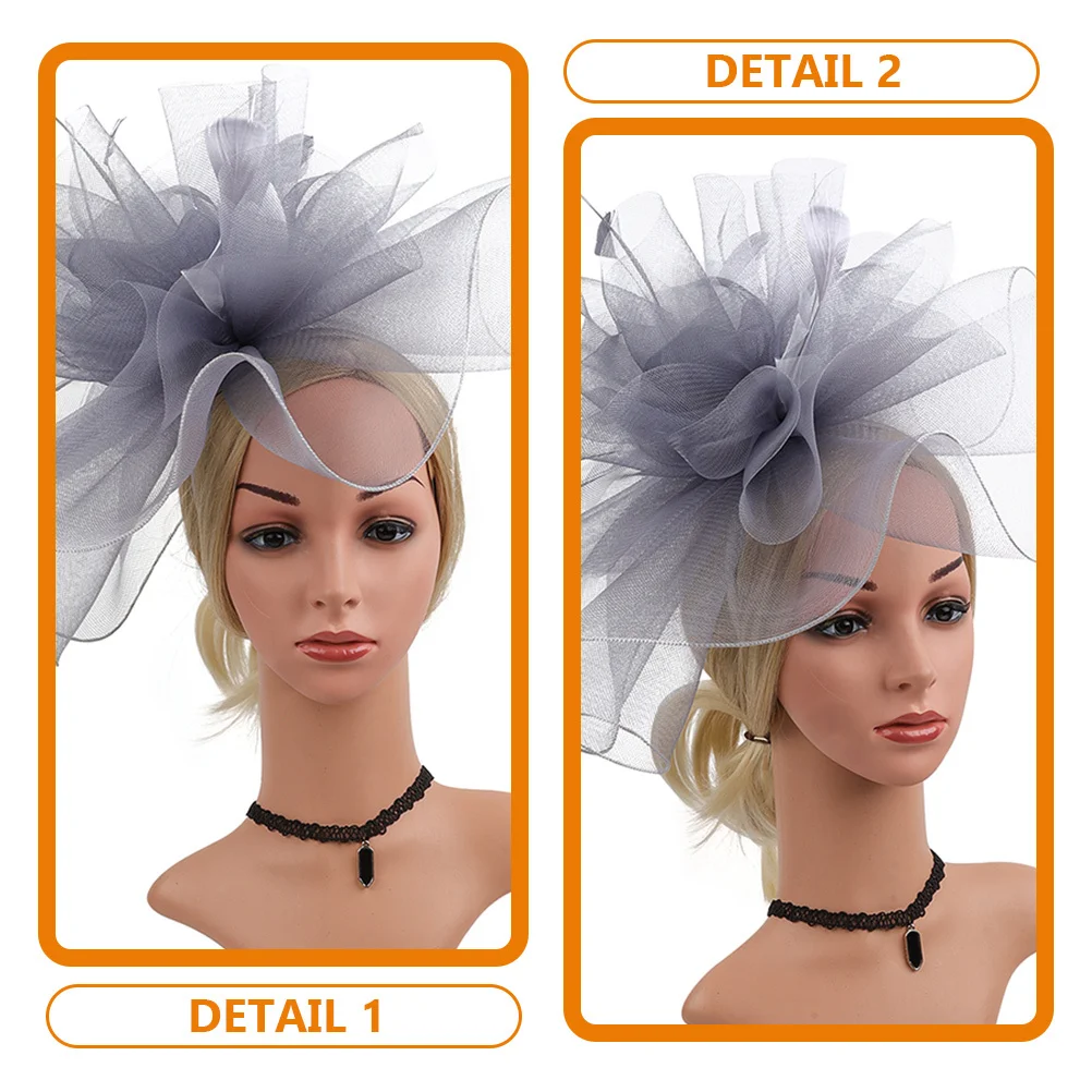

Mesh Veil Fascinator Clip Hair Fascinators Party Hat Charming Ladies Wedding for Women Tea Grey Hats Bride