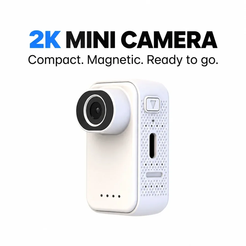 Portable 2K Vlog Camera S1 Magnetic Mini Video Recorder ABS Body USB C MicroSD up to 128GB for Cycling Hiking and Everyday Trips