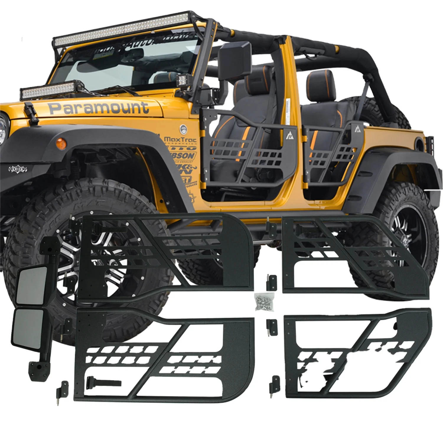 

Shanghai Sanfu J196 Tube Doors 4 Black Steel Half Tube Doors With Side Mirror Trail Doors Guard Fit For Jeep W Rangler JK 07-17