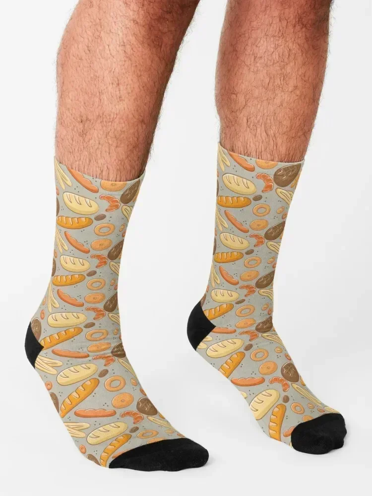 Bakery Pattern - French Baked Goods Socks hockey heated funny gifts Run Socks Girl Men's