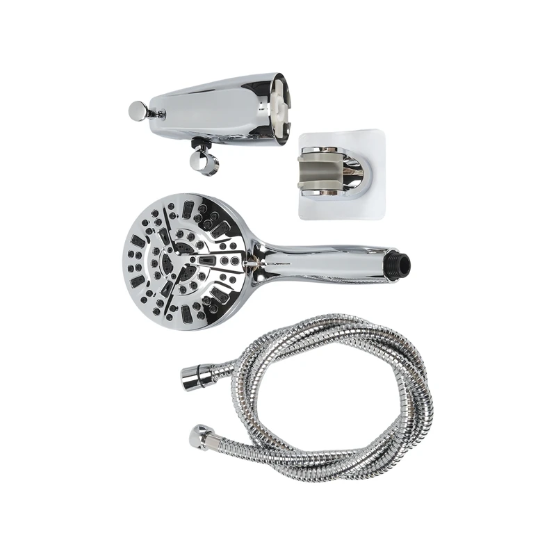 

All Metal Bathtub Faucet With 9 Sprayer Settings, Chrome Finish, With Built-In Diverter And Universal Fit Adapters
