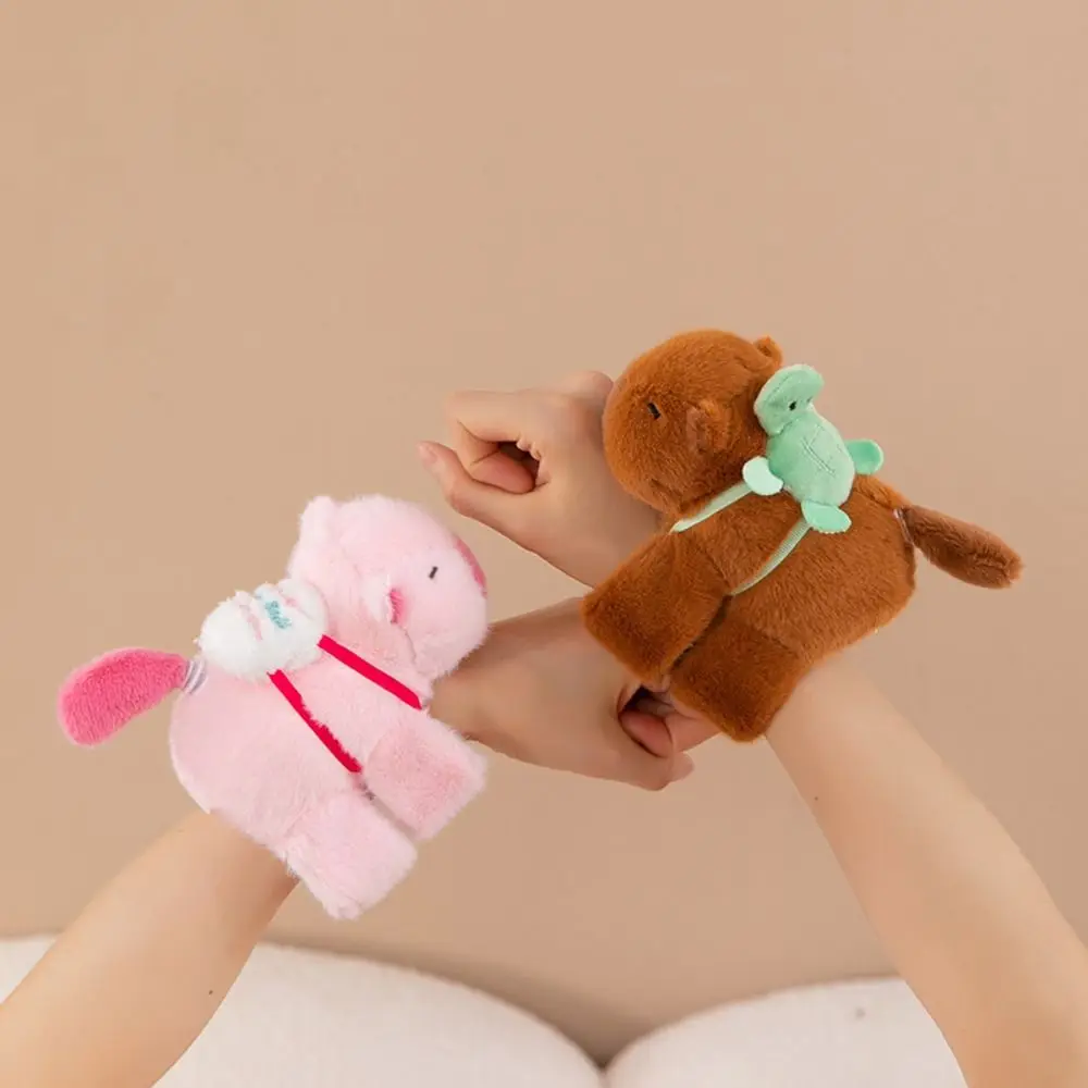 Cartoon PP cotton Capybara Slap Bracelets Plush Doll Gift Animal Slap Wristband Plush Hand Ring