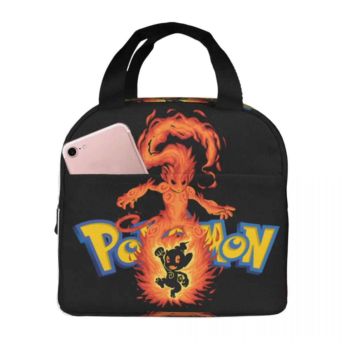 For Boy Girl Lunch Container Silhouette Fire Chimp Evolution Handheld Pokemon MultifunctionBento BoxWork