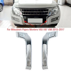 Voor Mitsubishi Pajero Montero V93 V97 V98 2015 2016 2017 Auto Voorbumper Lagere Chrome Trim Strip Molding Decoratieve Cover deksel