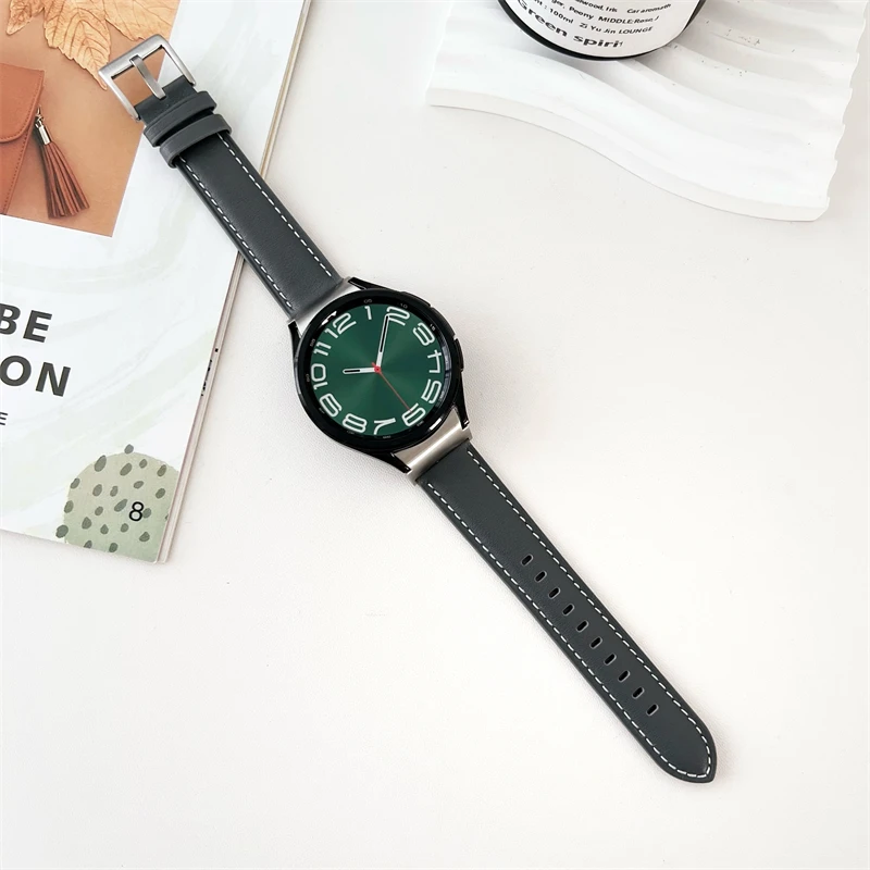 

Leather strap for Samsung Gapless Quick Release watch4/5/6 40 44mm with Galaxy Watch6 Classic 43 47mm Sports strap accessories