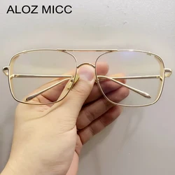 Gafas cuadradas de doble puente de Metal para hombres y mujeres, gafas transparentes antiluz azul, gafas de computadora de bloqueo, montura óptica