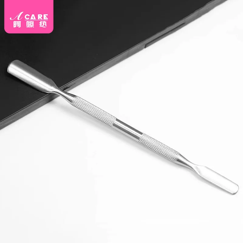 角質除去プッシャーA1-ステンレス鋼シャベルエッジバーブプッシュフォーク角質除去フォーク爪切り携帯用
