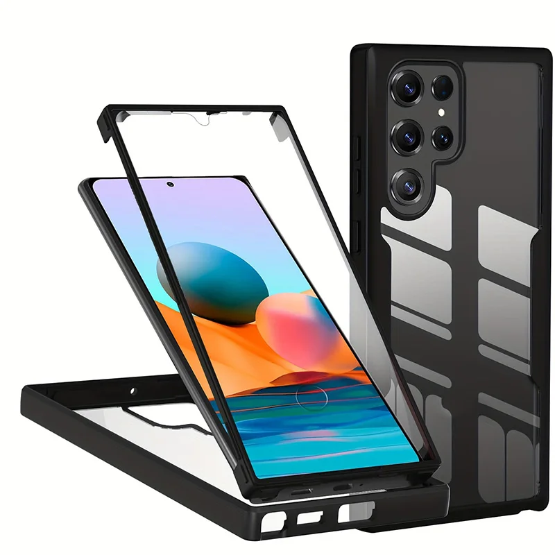 360 Dual Layer Screen Protector Phone Case For Samsung S25 S24 S23 S22 S21 FE Ultra A56 A55 A54 A53 5G PC TPU Cover