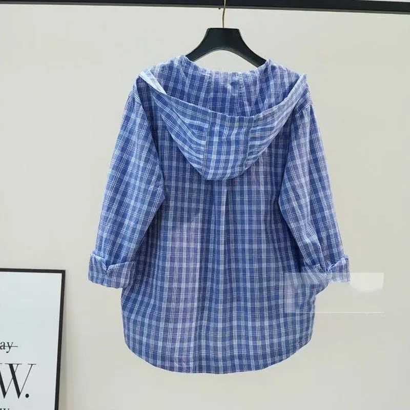 Printemps été 2025 femmes décontracté ample bureau Blouse grande taille 4XL haut à capuche femme vêtements de travail chemise décontractée dame Style KE8053
