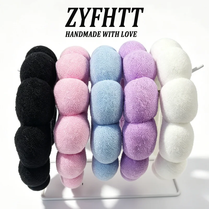 1/5 Stück ZYFHTT Einfaches Wolken-Schwamm-Stirnband für Frauen, Bonbonfarbenes breites Haarband, modisches Mädchen-Gesichtshaarband, Haar-Accessoire – Detail 2