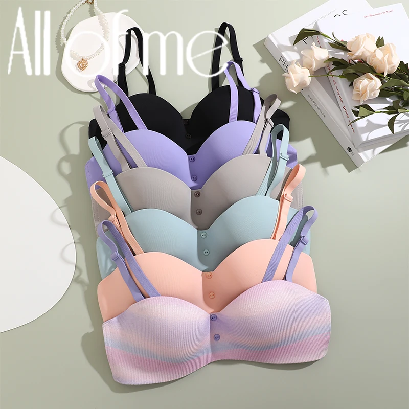1 Uds. Sujetadores sexis de realce, ropa interior sin costuras para mujer, lencería inalámbrica de Color sólido, sujetador de tirantes convertibles de una pieza