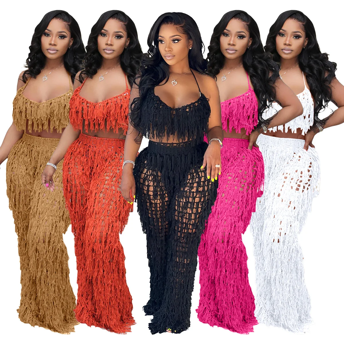 Sexy Crochet Tassel Two Piece  - огляд і ціна Crop Top Crochet