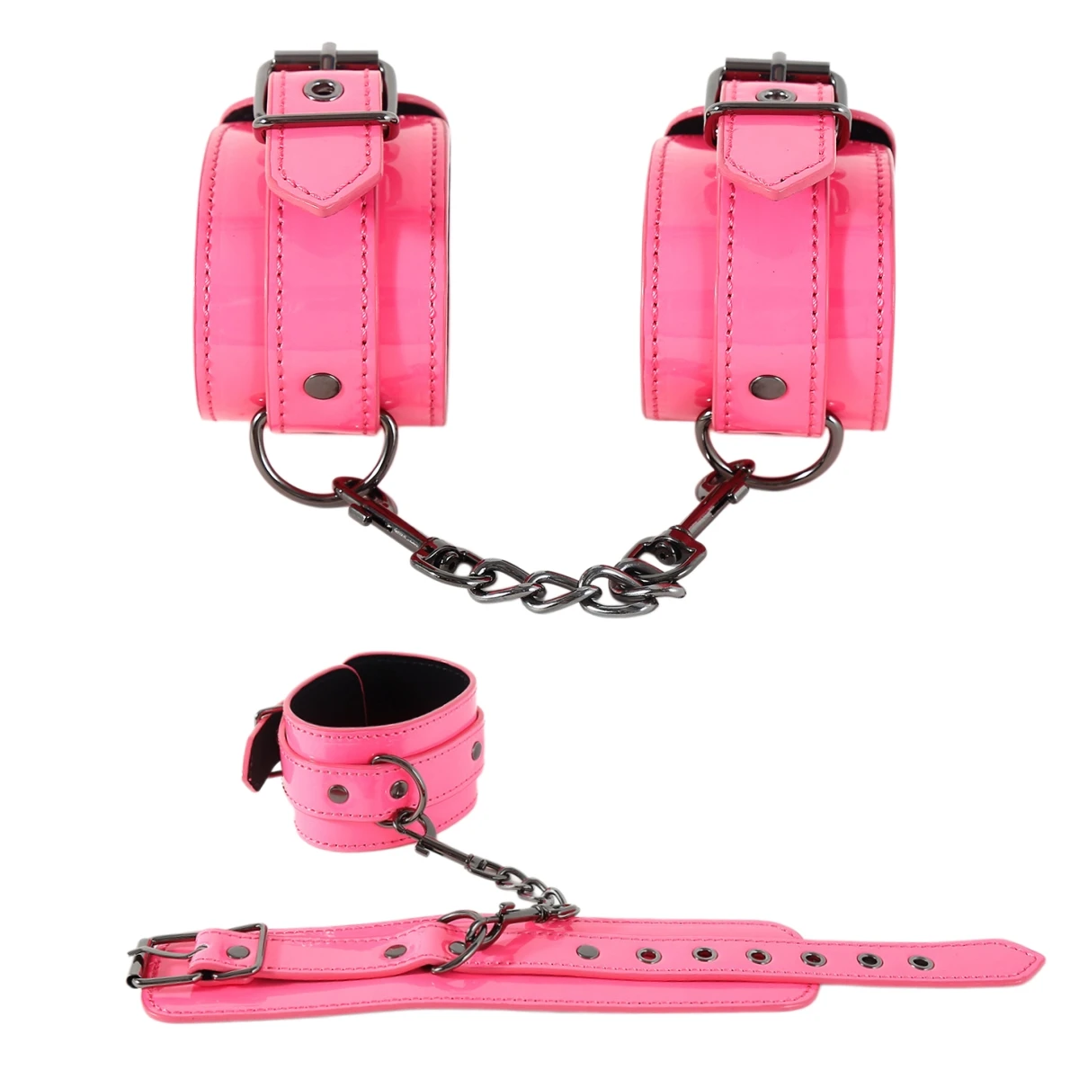 Pu Leather Green/ Pink Handcuffs Fashion Game Party Binding Suitable For Cosplay Costumes Accessories Stage Performance Props
