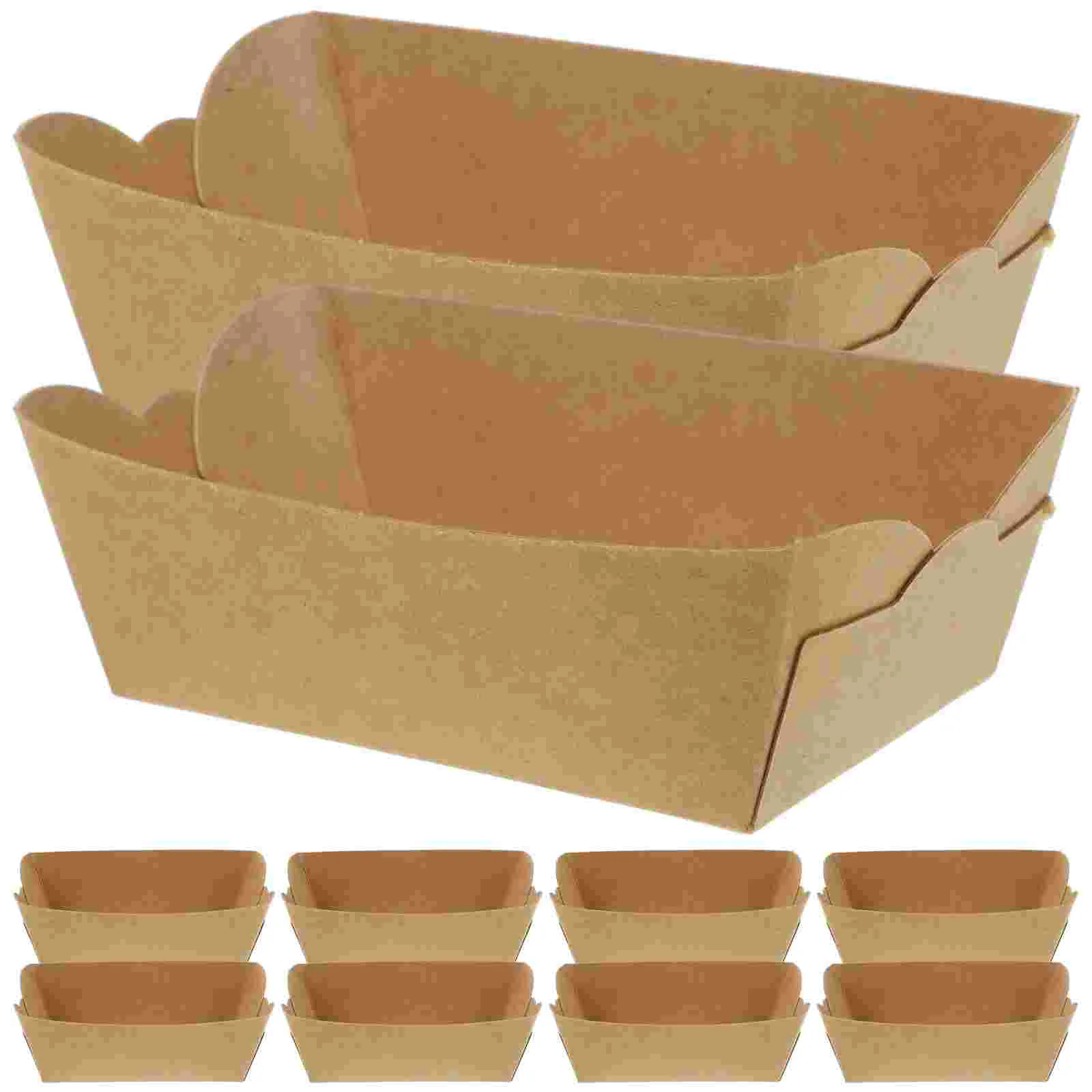 100 Pcs Take Out Containers with Lids Kraft Paper Picnic Dogs Tray French Fries Serving Boxes Food