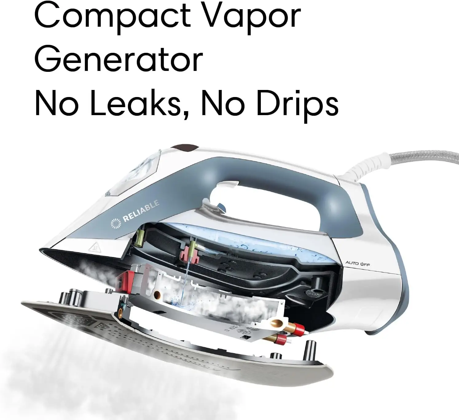 180IR Patented Compact Vapor Generator Steam Iron with no leak or drip technology. Perfect for Clothes, Sewing, Quilting and Cra