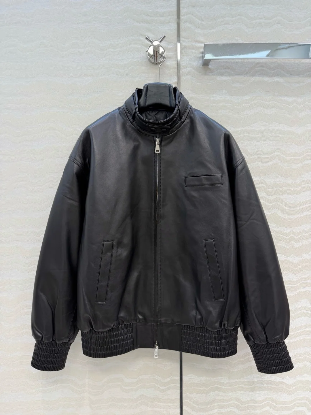 Damen Echtleder Bikerjacke Schaffell Motorradjacke Fahrradjacke Klassischer Baumwollmantel Vintage Mode Oberbekleidung Mantel