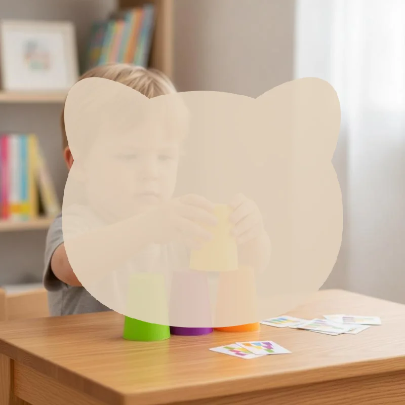 Montessori Stacking Cup Game 1 Set with Learning Cards Educational Intellectual Development Toy for Baby Age 1+ Gifts