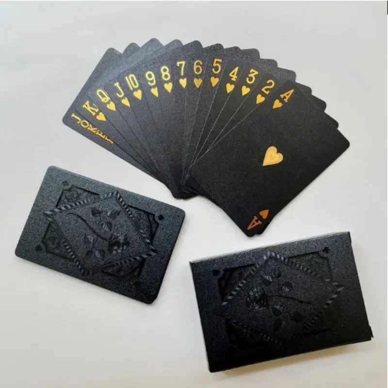 Color Black Gold Poker Playing Card Game Card Group Waterproof Poker Suit Magic PET Bronzing Package Board Collection Game Gift