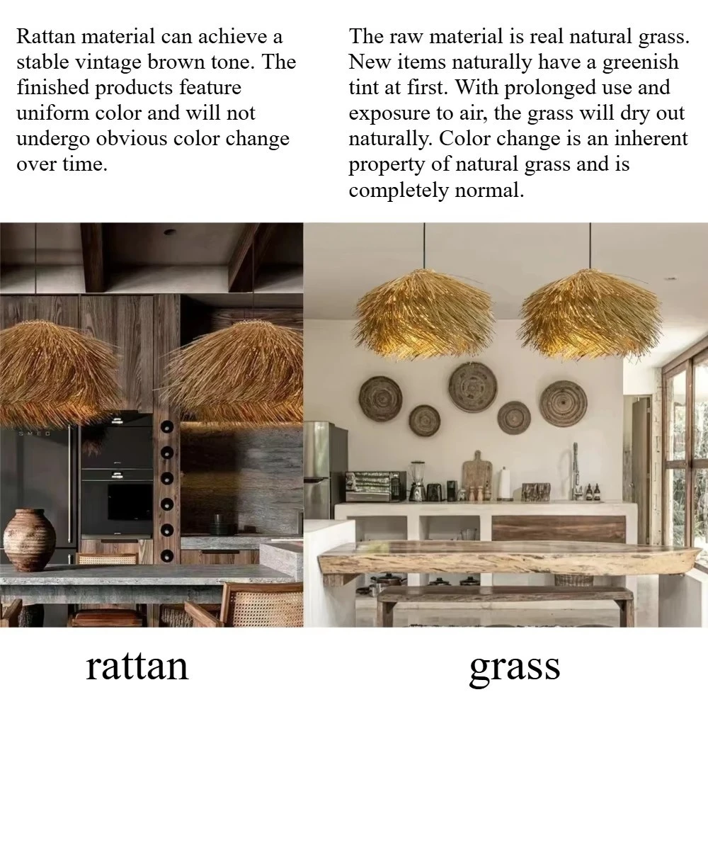 Japanese Wabi Sabi Led Pendant Light Nordic Luxury Bamboo Rattan Grass Lamp For Living Dining Bedroom Home Decoration Chandelier