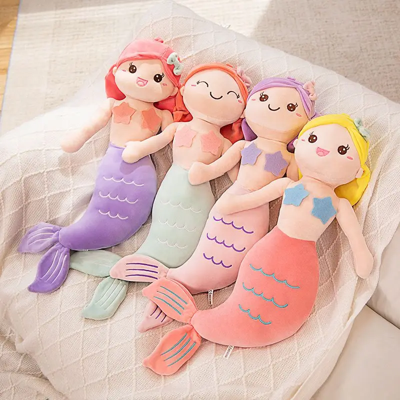 Muñeco de peluche de sirena de dibujos animados para niños y adultos, almohada bonita, juguete de peluche, regalo de cumpleaños para niñas, nuevo, 45cm-80cm