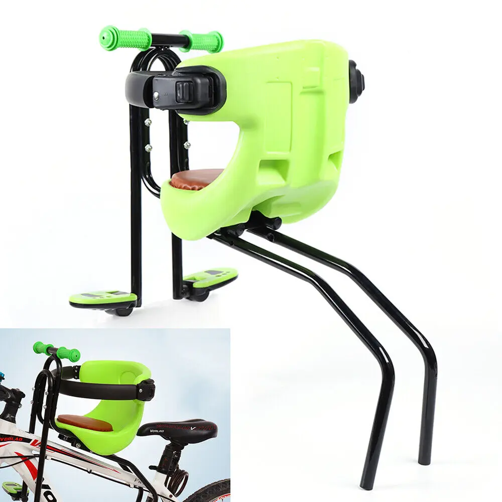 Front Mounted Safety Seat for Kids, Bicycle Saddle with Foot Pedals Rest for Road Bike, MTB Bike Accessories