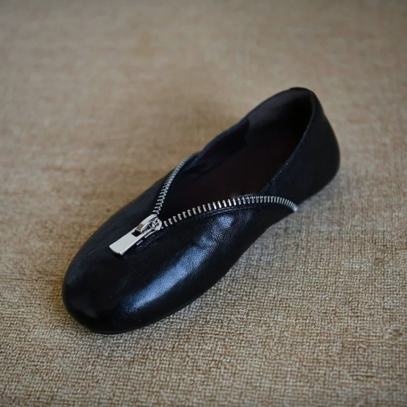 Outdoor Outdoor Breathable Women Casual Shoes Fashion Shallow Slip-on Loafers Novelty Zipper Pull on Ladies Shoes New Round Toe Flats - Aliexpress Deal
