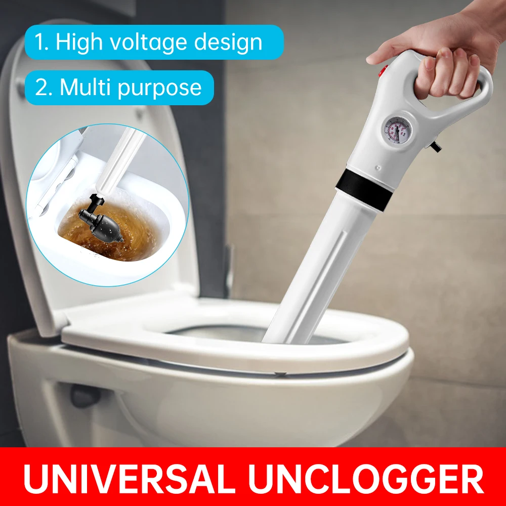 Professional High Pressure Pipe Plunger Toilet Plungers Pump Air Blaster Hose Unblocker Opener Drain Sinks Cleaning Gun Bathtub