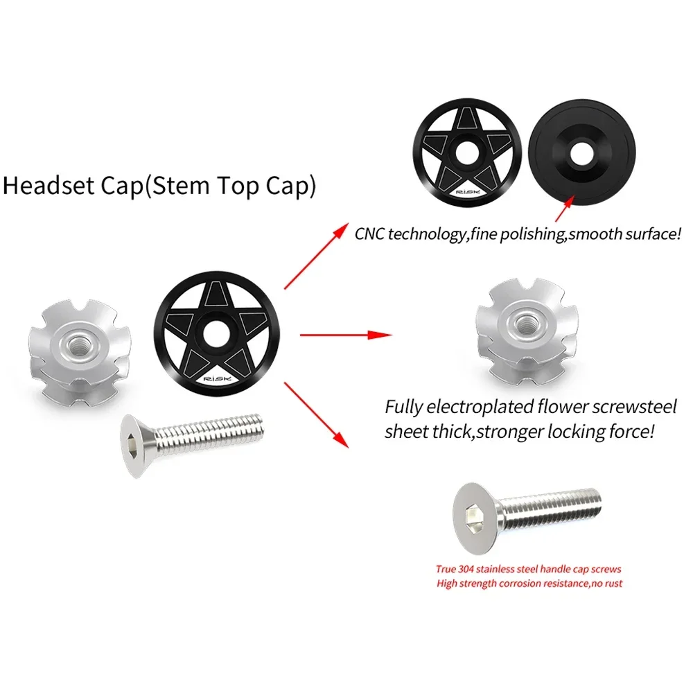 RISK MTB Road Bicycle Headset 44mm 34/41/41.8/49.7/50.6/55/56mm for Bike 28.6mm 1 1/8 Straight 1.25-1.5\