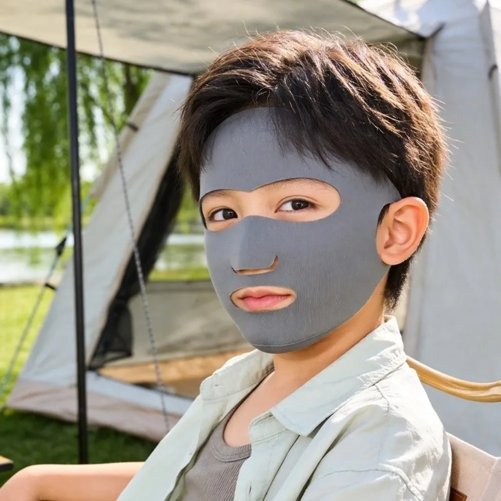 

Wind Reduction Breathable Kids Full Face Mask Ice Silk Open Mouth Sport Mask Ear-mounted Jaw Wrapping Half Face Cover Cycling