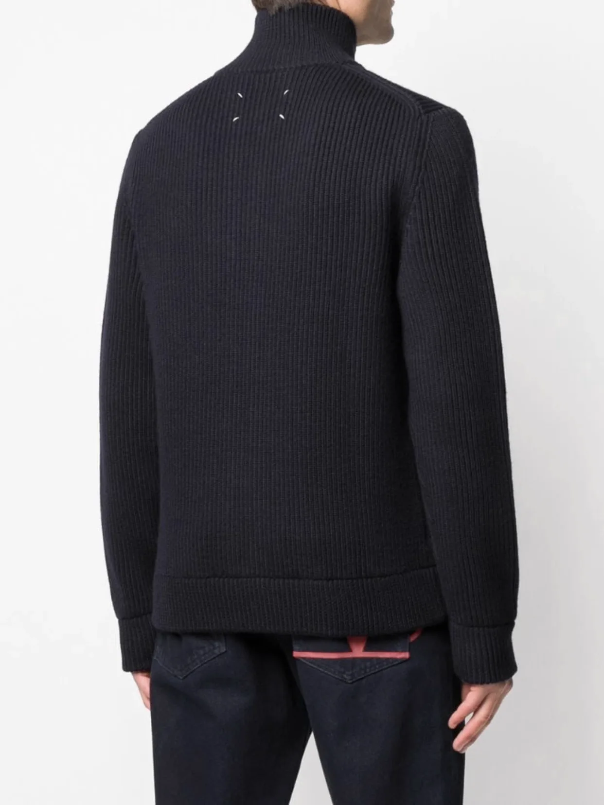 MM Style 19AW Four Corner Stitching High Collar Zipper Wool Cardigan Coat Men's and Women's Versatile Knitted Sweater