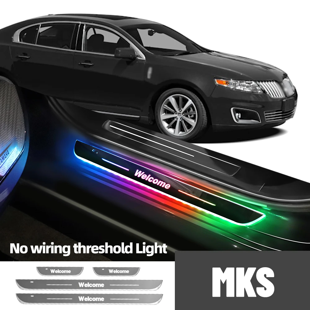 

For Lincoln MKS 2009-2016 2013 2014 2015 Car Door Sill Light Customized Logo LED Welcome Threshold Pedal Lamp Accessories