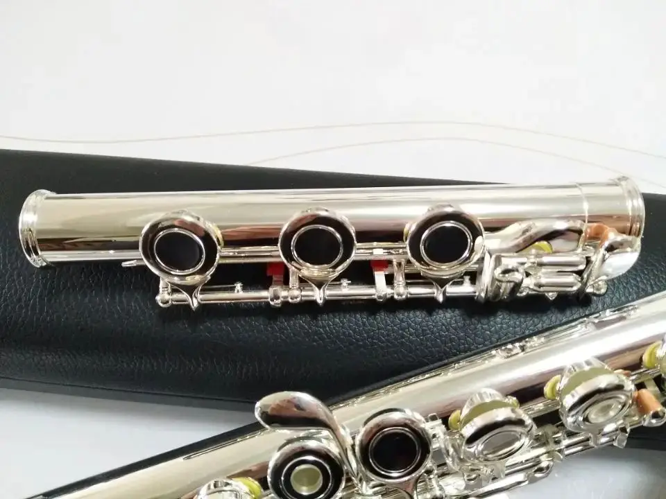 

Free Shipping Flute 571 Silver Plated Professional Flute Instrument Intermediate Student Flutes C Leg 16 Holes Closed E Key