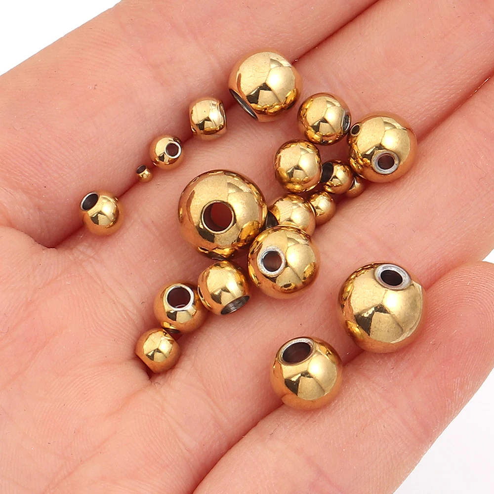 20-100pcs High Quality Stainless Steel Beads Big Hole Loose Spacer Bead for Jewelry Making DIY Bracelet Necklace Bracelets
