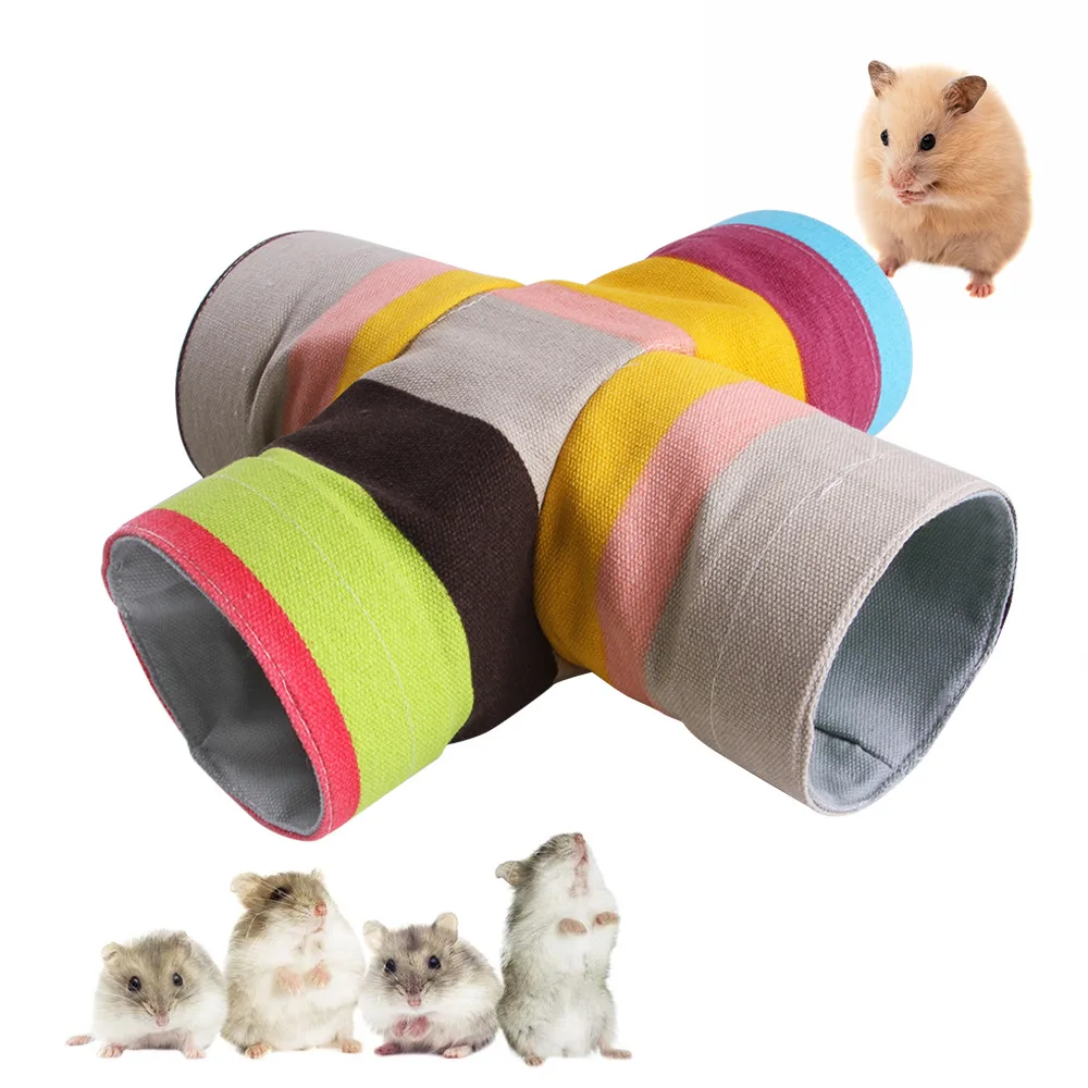 Pet Tunnel Toy Stimulating Easy To Clean Vibrant Trending Portable In Demand Rainbow Tunnel Toy For Small Animals Small Pets Fun